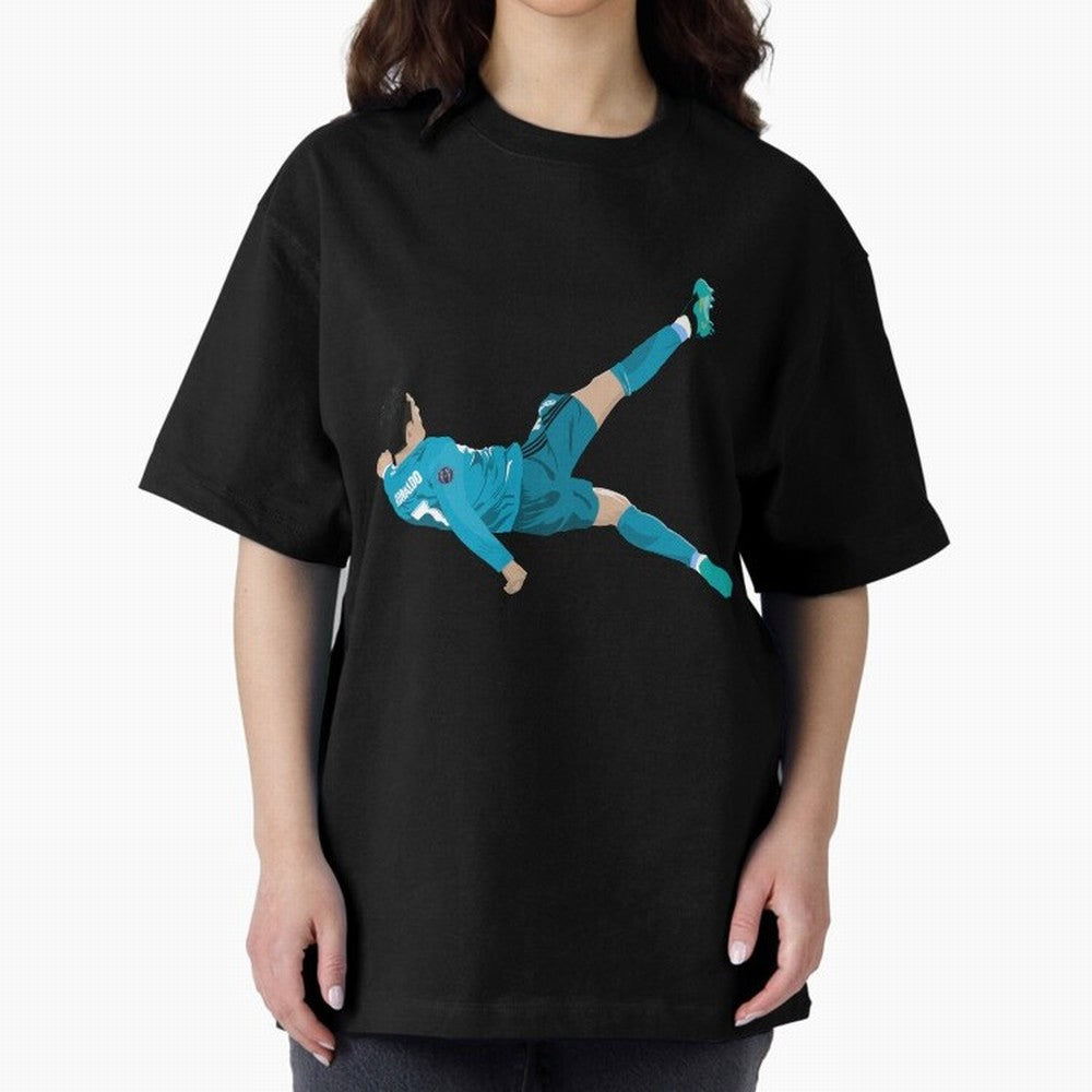 Cristiano Ronaldo Bicycle Kick Oversized T-Shirt Follow the Road to Match Day Hype around FIFA World Cup 2026 USA Canada Mexico, CR7 and Messi, England and Germany, Soccer Culture, Superstar Moments, National Team Dreams and Competitive Fire; Ideal