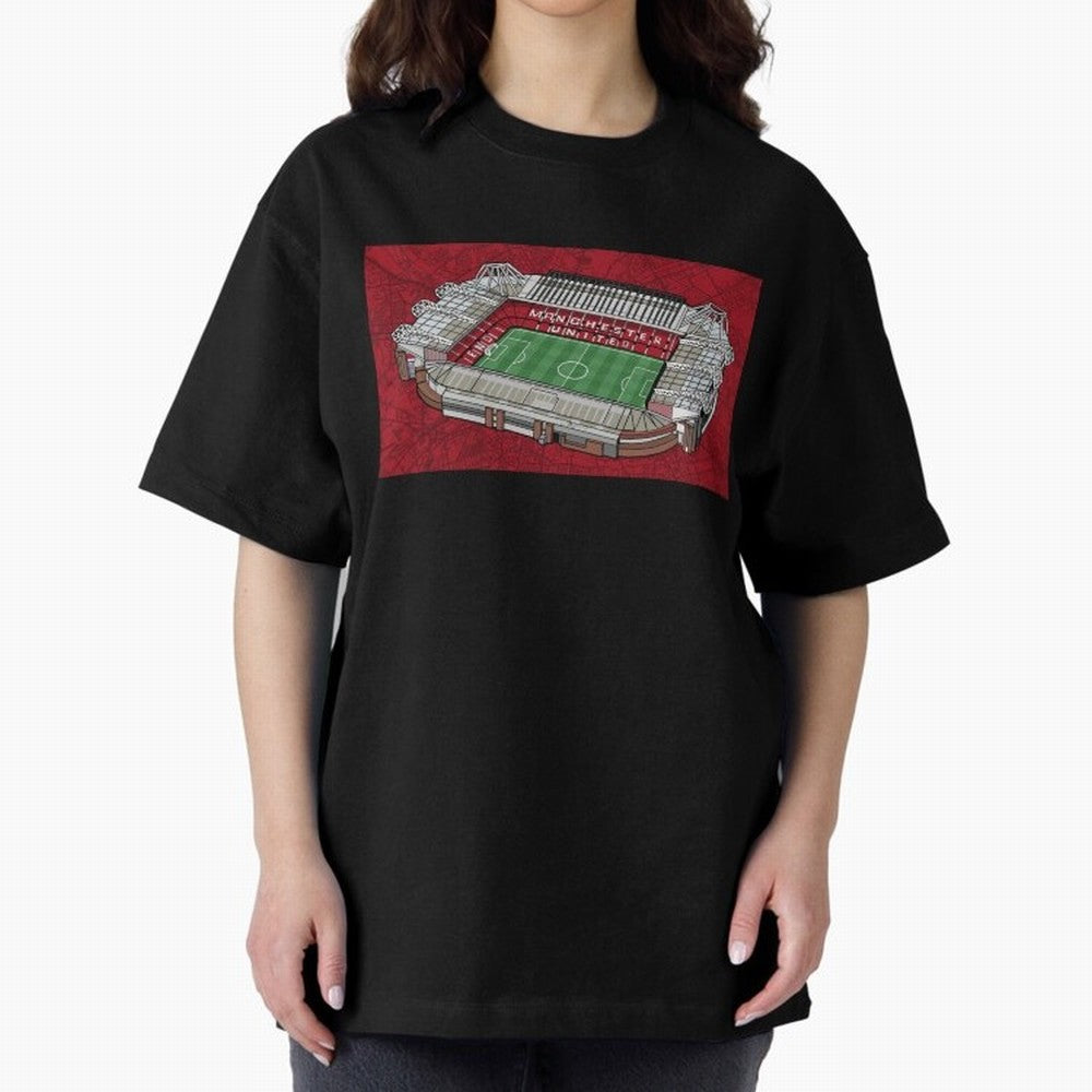 Old Trafford Manchester United Oversized T-Shirt Celebrate Supporters United by Global Football Passion for FIFA World Cup 2026 USA Canada Mexico, Filled with Cristiano Ronaldo, Haaland and CR7, England, France and Netherlands, Vintage Soccer