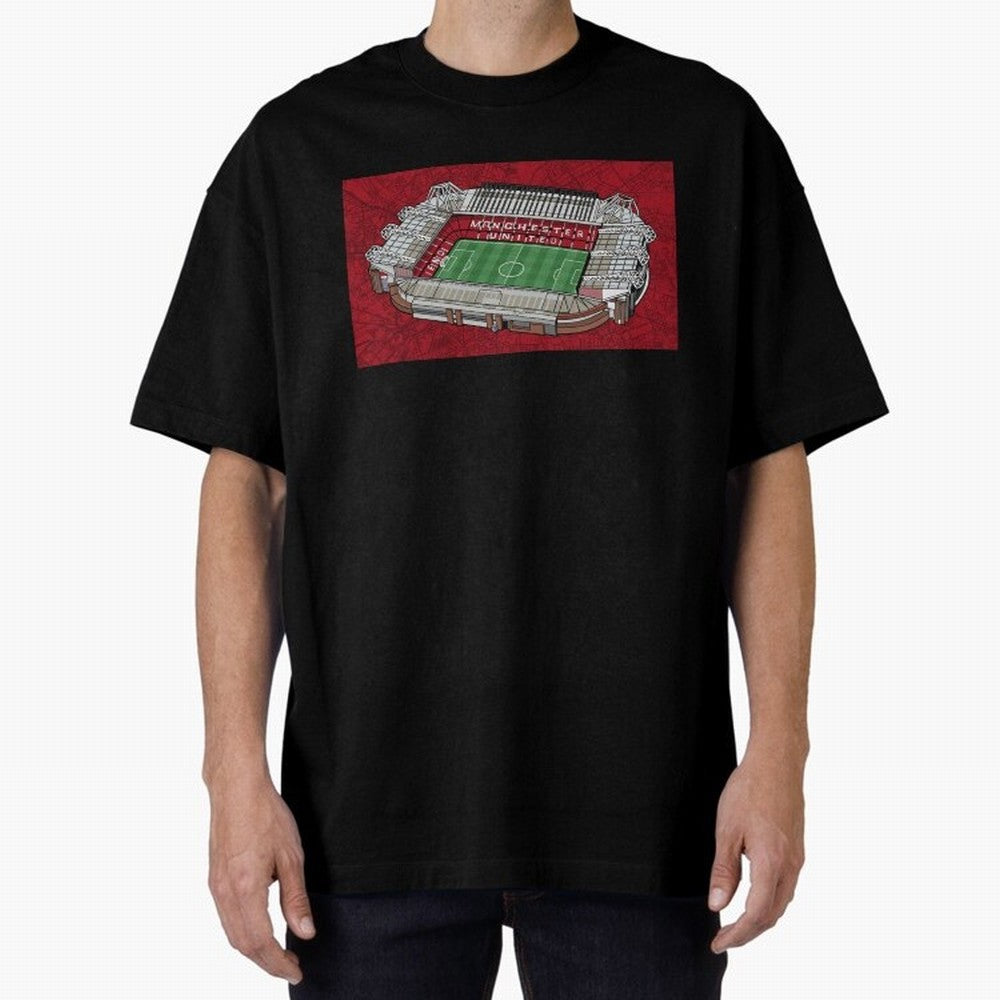 Old Trafford Manchester United Oversized T-Shirt Celebrate Supporters United by Global Football Passion for FIFA World Cup 2026 USA Canada Mexico, Filled with Cristiano Ronaldo, Haaland and CR7, England, France and Netherlands, Vintage Soccer