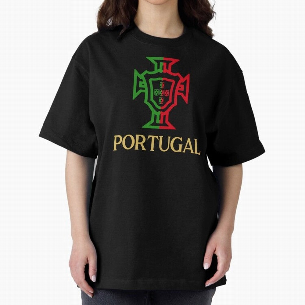 Portugal Tuga Gold Oversized T-Shirt Honor Champions and Dreams in FIFA World Cup 2026 Made for Haaland and Mbappe, England, France and Netherlands Energy, Football Festival Excitement, Trophy Ambitions, Country Rivalries and Star Player Buzz;