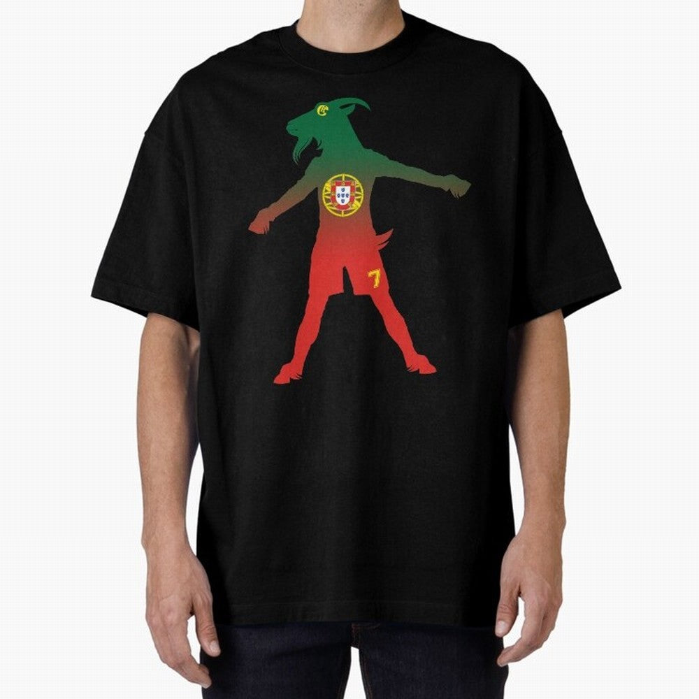 Cristiano Ronaldo GOAT Oversized T-Shirt Celebrate Rivalries and Pride in FIFA World Cup 2026 Group Stage Spirit, Centered on France, Messi, CR7 and Mbappe, Global Supporter Spirit, Legendary Goals, National Colors and Tournament Celebration;