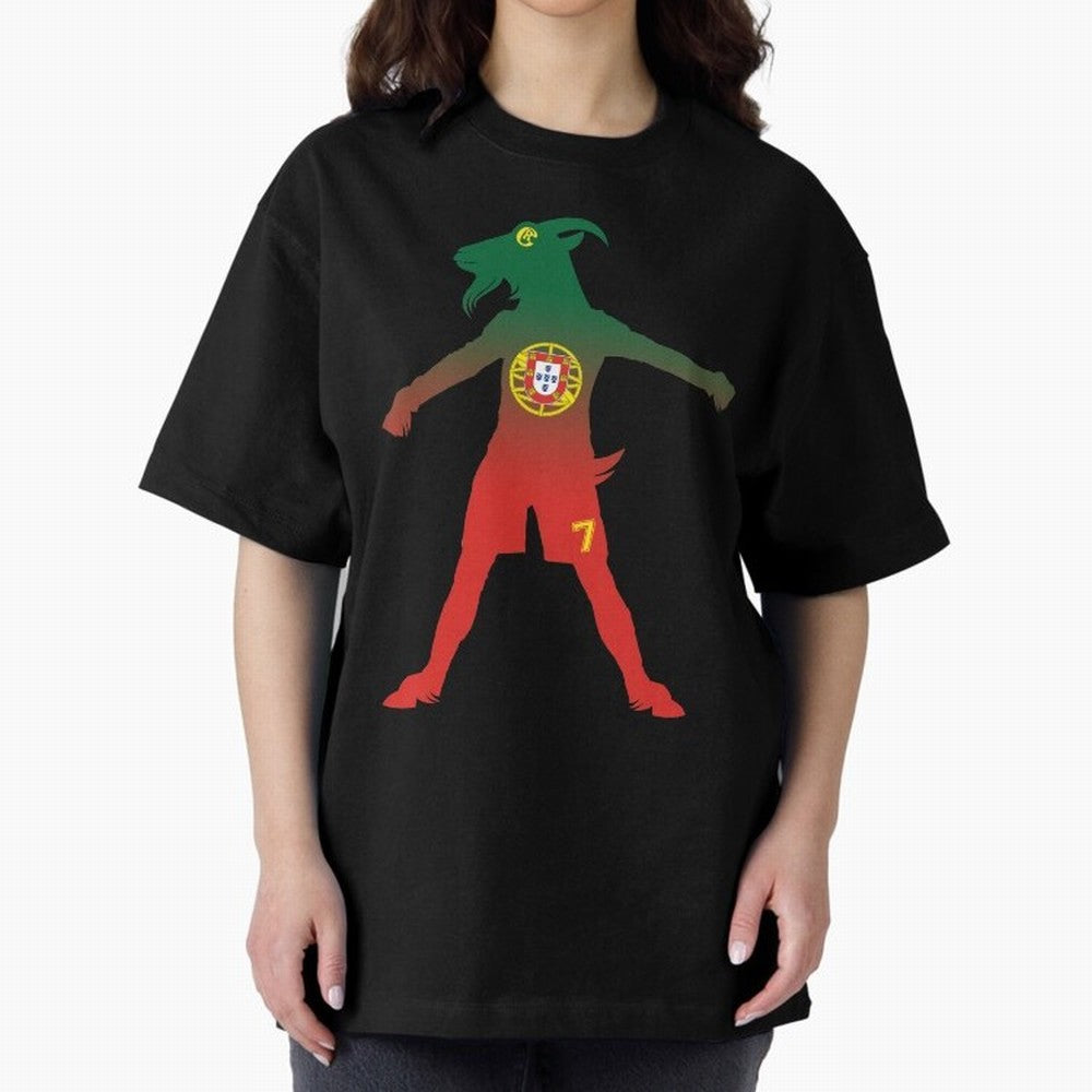 Cristiano Ronaldo GOAT Oversized T-Shirt Celebrate Rivalries and Pride in FIFA World Cup 2026 Group Stage Spirit, Centered on France, Messi, CR7 and Mbappe, Global Supporter Spirit, Legendary Goals, National Colors and Tournament Celebration;