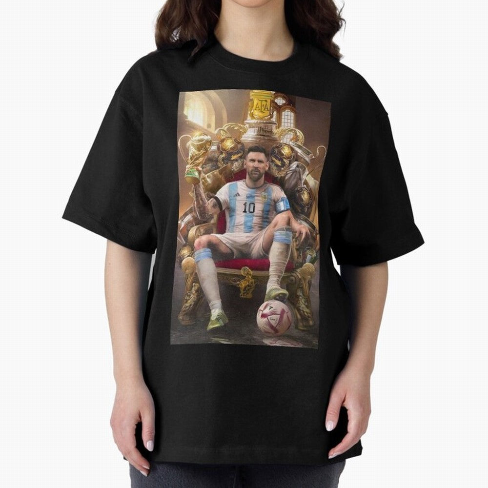 Lionel Messi Oversized T-Shirt Remember Iconic Moments from FIFA World Cup 2026 USA Canada Mexico for Fans of Haaland and France and Portugal, Bringing Fan Favorite Moments, National Team Passion, Big Match Drama and Soccer History; Ideal for Fans