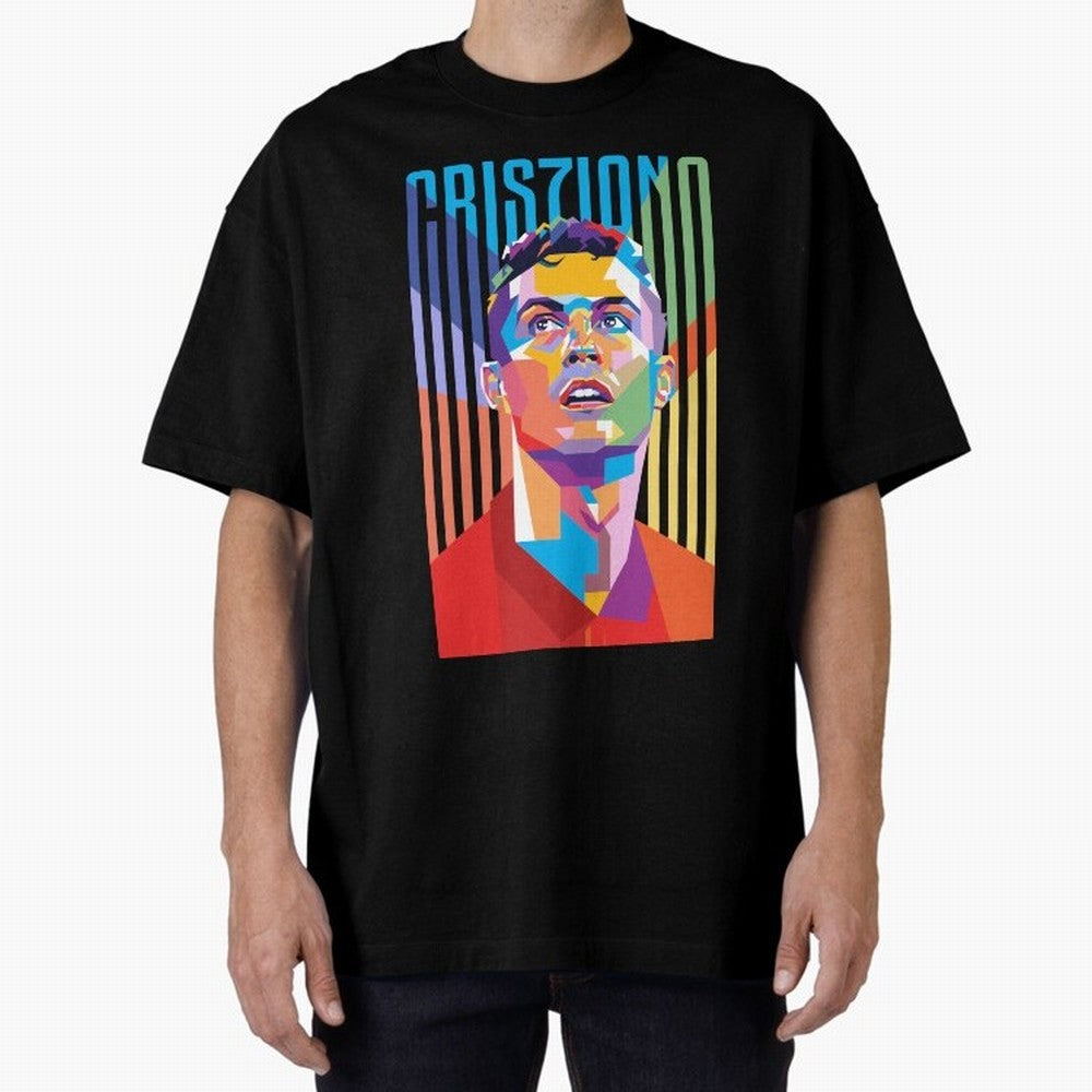 CR7 Pop Art Oversized T-Shirt Carry FIFA World Cup 2026 Group Stage Spirit, Featuring Argentina, France and Brazil, Mbappe, Fan Favorite Moments, National Team Passion, Big Match Drama and Soccer History; Ideal for Football Dads, Football Moms,