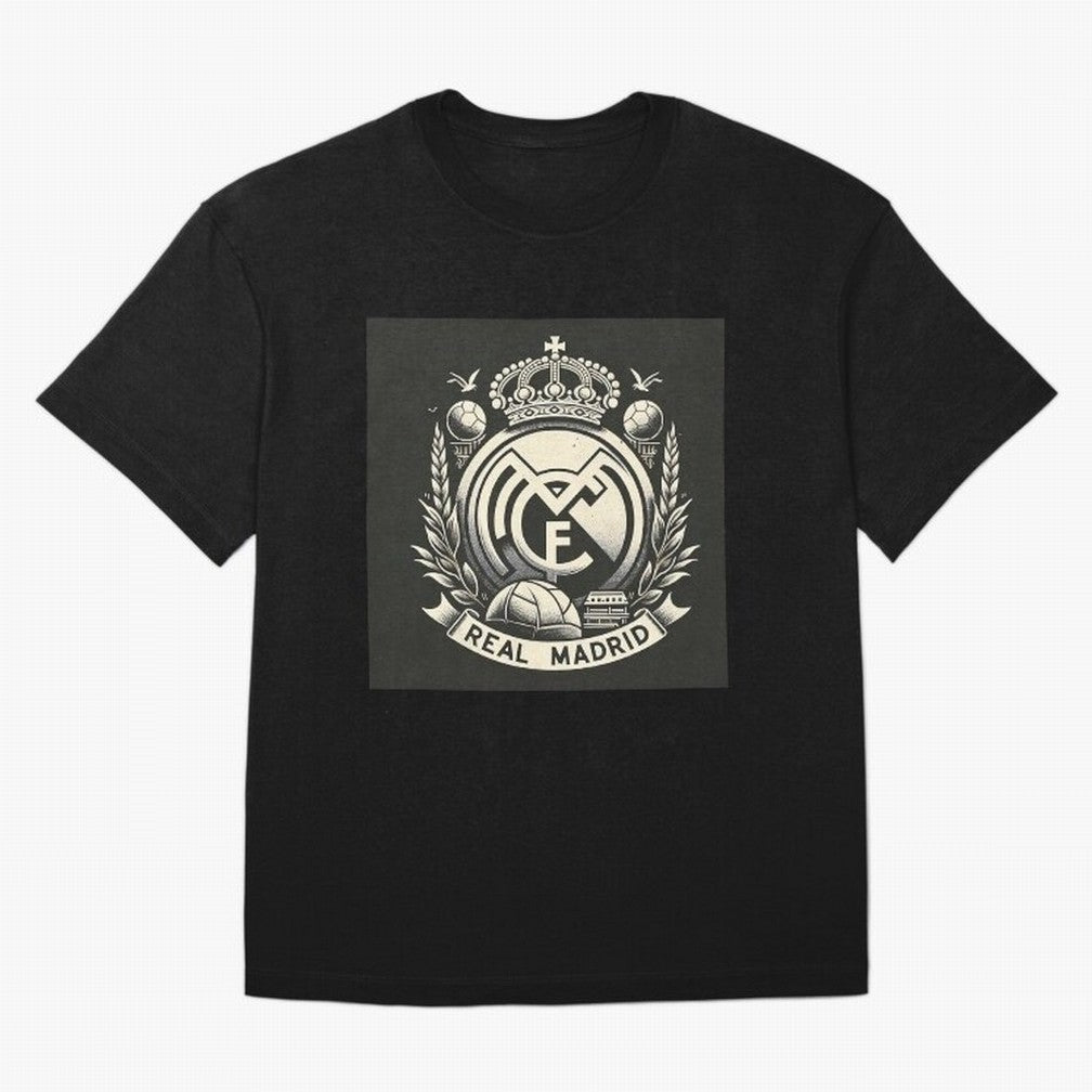 VIntage Style Real Madrid Logo Oversized T-Shirt Carry Match Day Hype around FIFA World Cup 2026, Cristiano Ronaldo, Haaland and CR7, Portugal, Sports Nostalgia, International Competition, Famous Players and Unforgettable Victories; Ideal for Fans