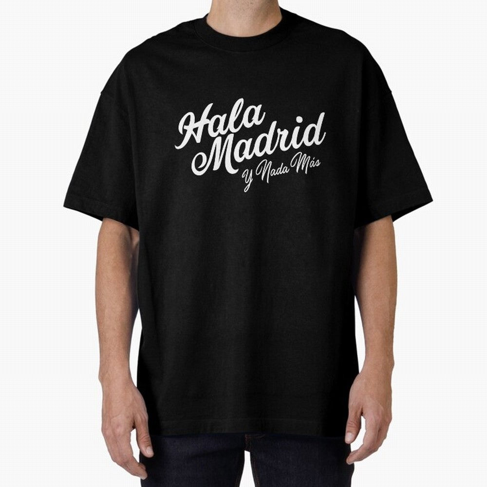 HALA MADRID Oversized T-Shirt Capture the FIFA World Cup 2026 Journey through Messi, CR7 and Mbappe Highlights, Brazil Pride, Retro Football Energy, Iconic Rivalries, Trophy Chase Drama and Stadium Atmosphere; Made for Collectors Who Enjoy Iconic