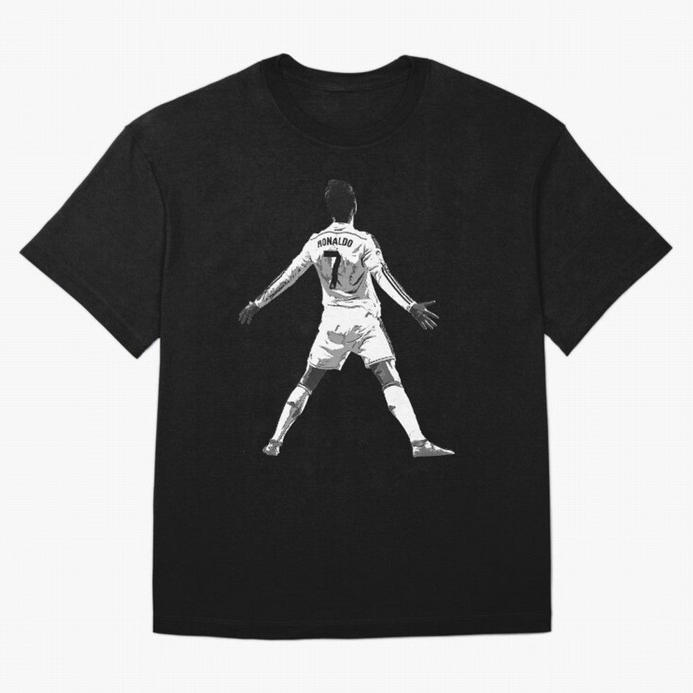CR7 Cristiano Ronaldo Artwork - Pop Art Style Oversized T-Shirt Make Memories around Global Football Passion for FIFA World Cup 2026 USA Canada Mexico, Centered on Mbappe, Portugal, Vintage Soccer Flavor, Modern Football Stars, National Flags and