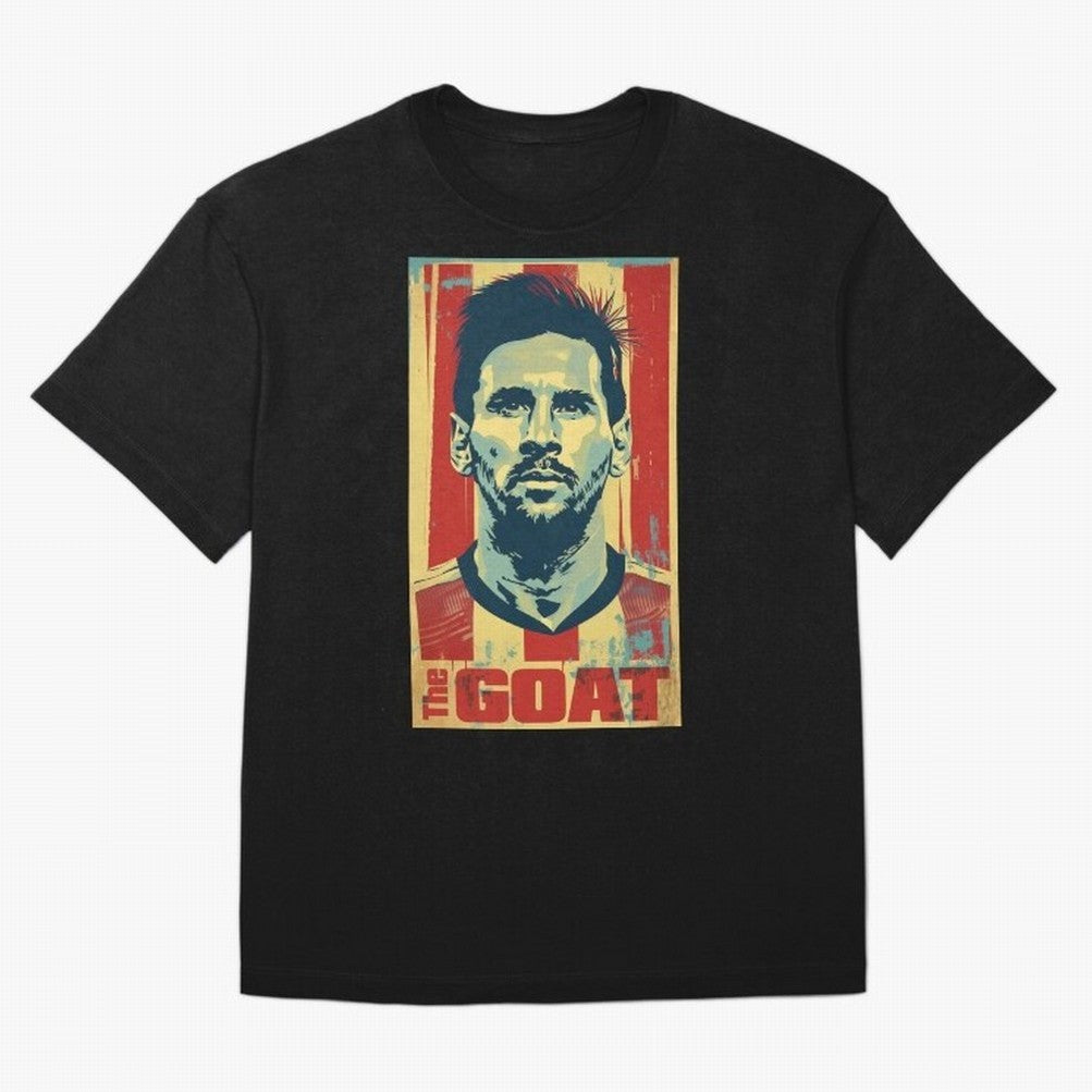 Messi The GOAT Graphic poster design Oversized T-Shirt Celebrate Unforgettable Nights in FIFA World Cup 2026 Spirit, Centered on France, CR7, Championship Spirit, Famous Goals, Roaring Crowds and International Football Unity; Great for Supporters