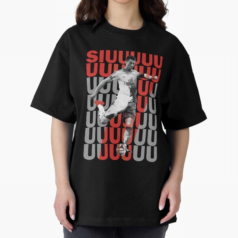 Siuuuuuu Cristiano Ronaldo Oversized T-Shirt Turn Football Passion into Global Football Passion for FIFA World Cup 2026 USA Canada Mexico, Centered on Messi, CR7 and Mbappe, Brazil, Classic Soccer Heritage, Championship Pressure, Fan Loyalty and