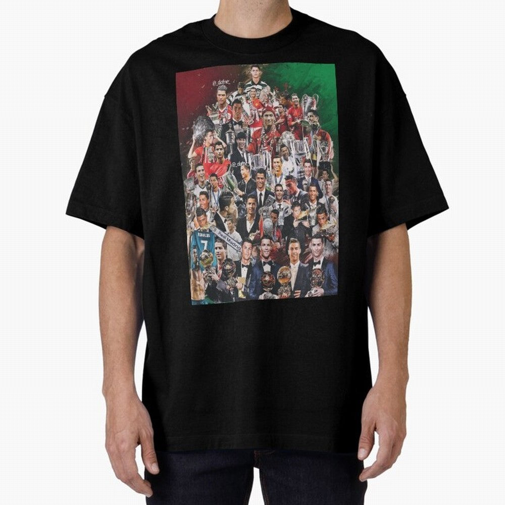 Cristiano Ronaldo (5th Ballon D'Or) Oversized T-Shirt Celebrate Football Heritage in FIFA World Cup 2026 for Fans of Messi, Neymar and Mbappe and Argentina, Bringing Worldwide Fan Energy, Dramatic Goals, Stadium Lights and Championship
