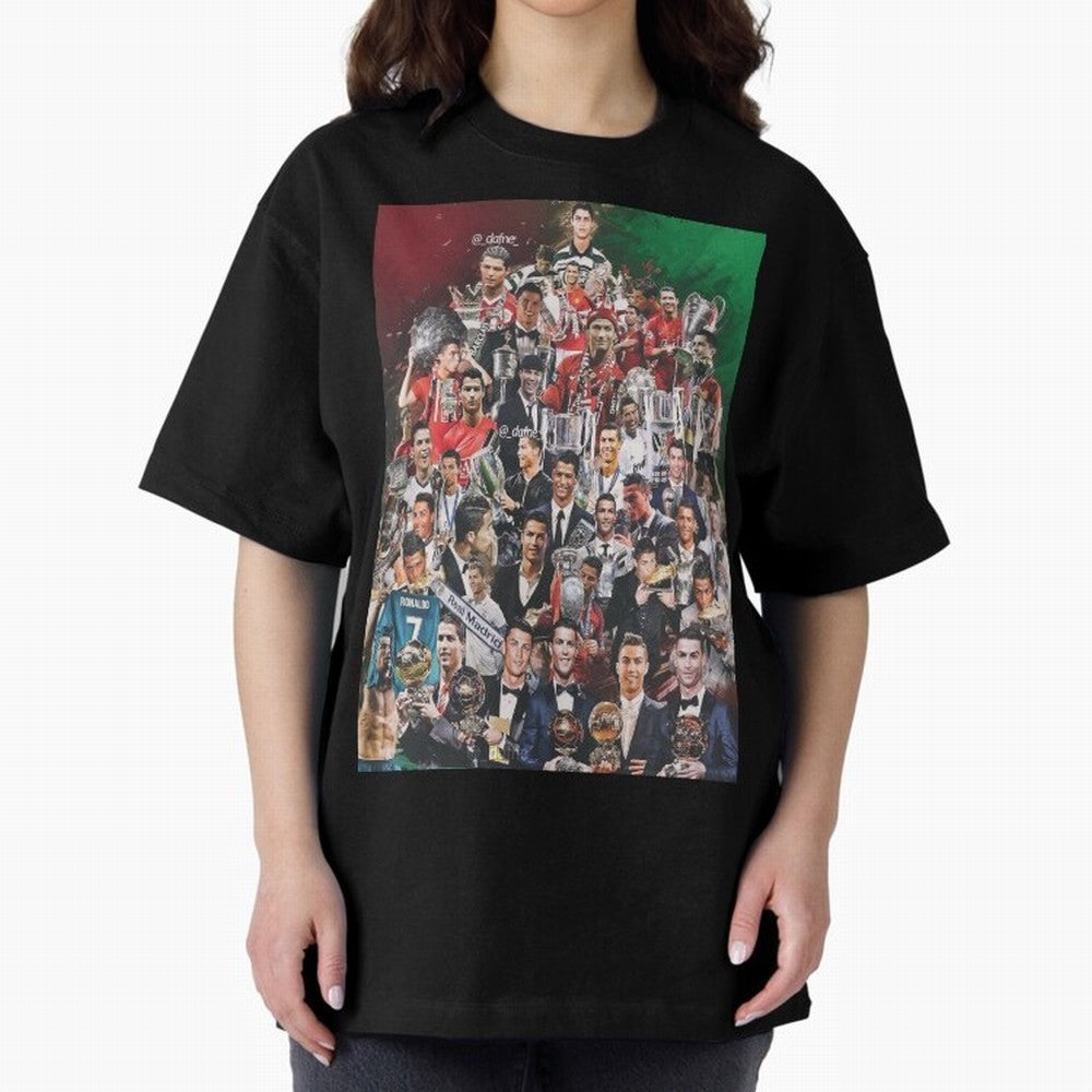 Cristiano Ronaldo (5th Ballon D'Or) Oversized T-Shirt Celebrate Football Heritage in FIFA World Cup 2026 for Fans of Messi, Neymar and Mbappe and Argentina, Bringing Worldwide Fan Energy, Dramatic Goals, Stadium Lights and Championship