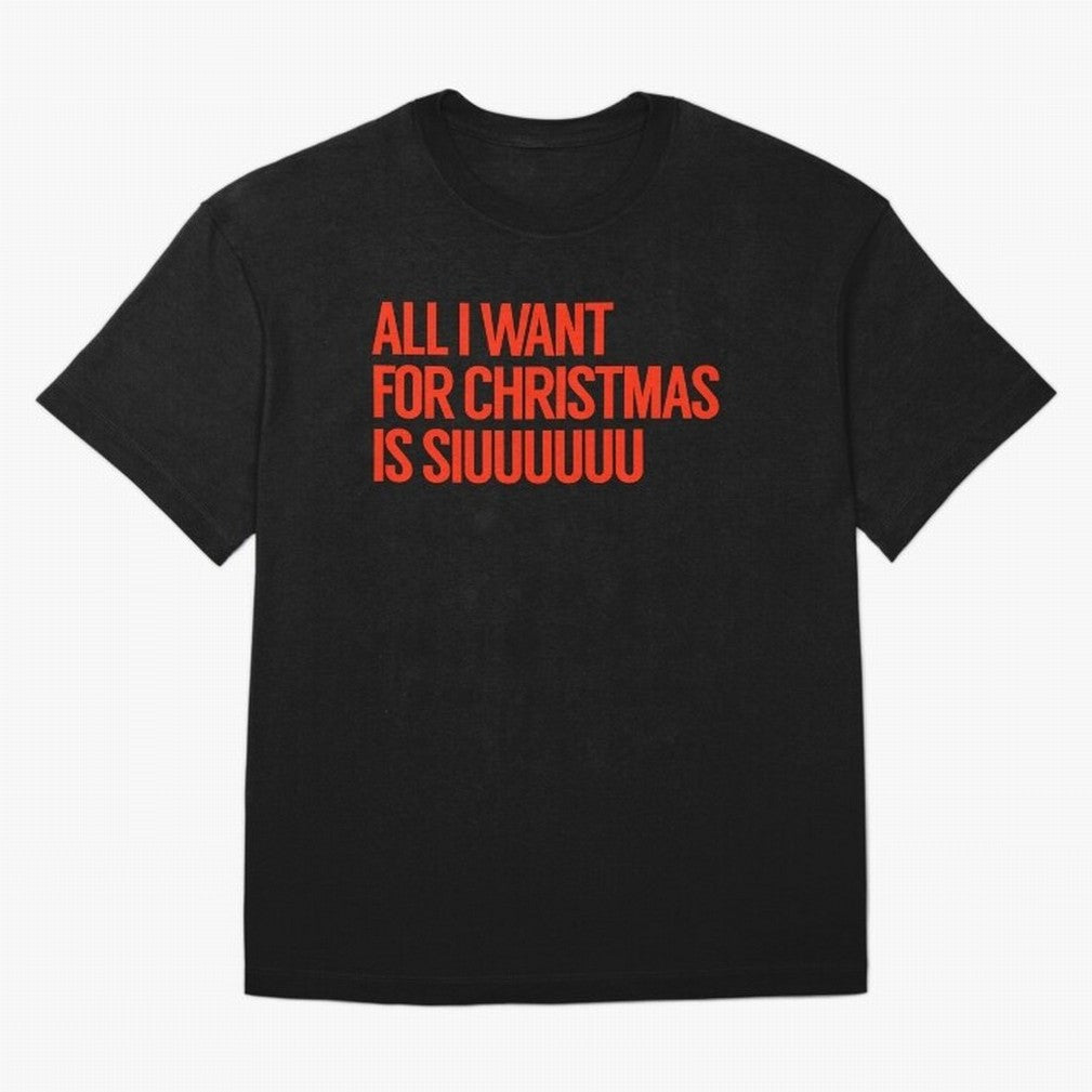 Cristiano Ronaldo - All I Want For Christmas Is Siuuuuuu Oversized T-Shirt Honor Champions and Dreams in Match Day Hype around FIFA World Cup 2026 Group Stage, Haaland, Spain, Retro Football Energy, Iconic Rivalries, Trophy Chase Drama and Stadium
