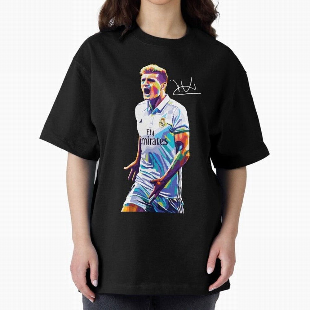 Kroos Footballer Wpap Art Oversized T-Shirt Keep the Legacy of the FIFA World Cup 2026 USA Canada Mexico Journey through Neymar, Haaland and Cristiano Ronaldo Highlights, Netherlands Pride, Championship Spirit, Famous Goals, Roaring Crowds and