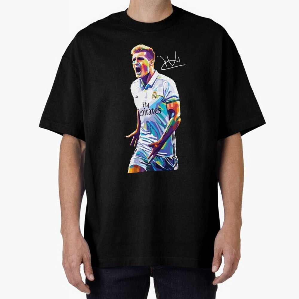 Kroos Footballer Wpap Art Oversized T-Shirt Keep the Legacy of the FIFA World Cup 2026 USA Canada Mexico Journey through Neymar, Haaland and Cristiano Ronaldo Highlights, Netherlands Pride, Championship Spirit, Famous Goals, Roaring Crowds and