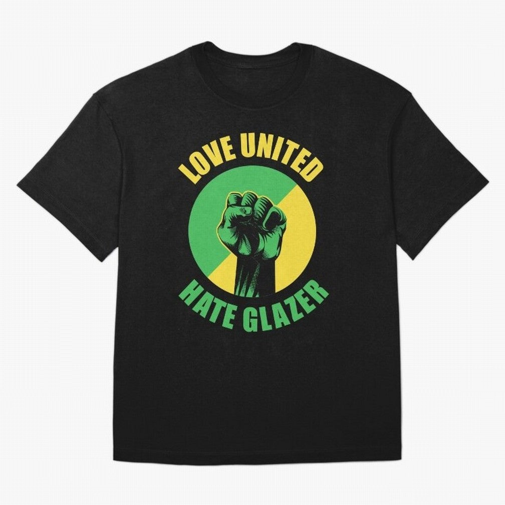 Love United Hate Glazer Oversized T-Shirt Feel the Heartbeat of Match Day Hype around FIFA World Cup 2026 Group Stage, CR7 and Messi, Portugal, Spain and Germany, Retro Football Energy, Iconic Rivalries, Trophy Chase Drama and Stadium Atmosphere;