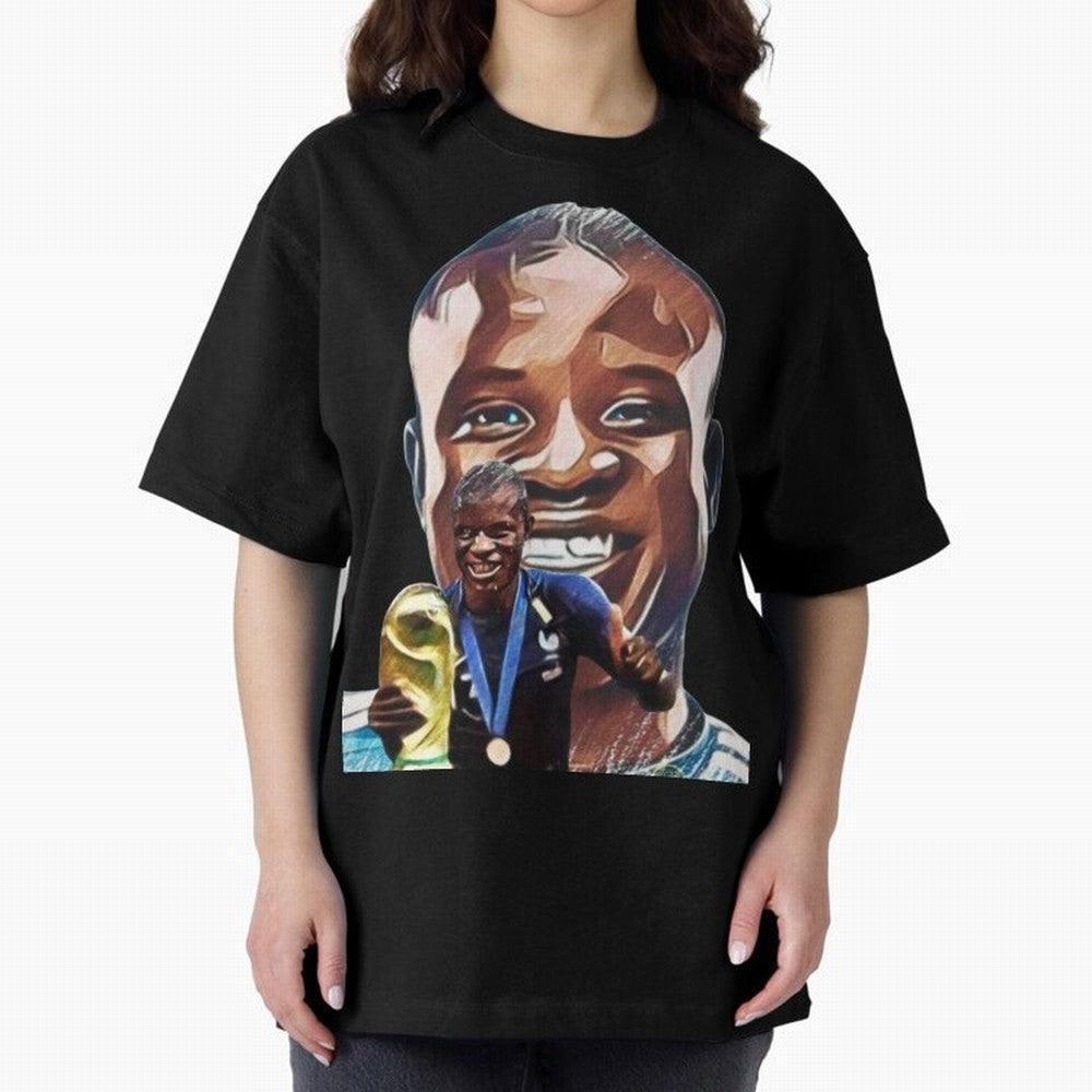 N'golo Kante Oversized T-Shirt Represent Global Football Passion for FIFA World Cup 2026, Highlighting Haaland and Mbappe, Brazil, Portugal and Argentina, Goal Celebration Energy, Supporter Heritage, Football Icons and Worldwide Tournament Joy;