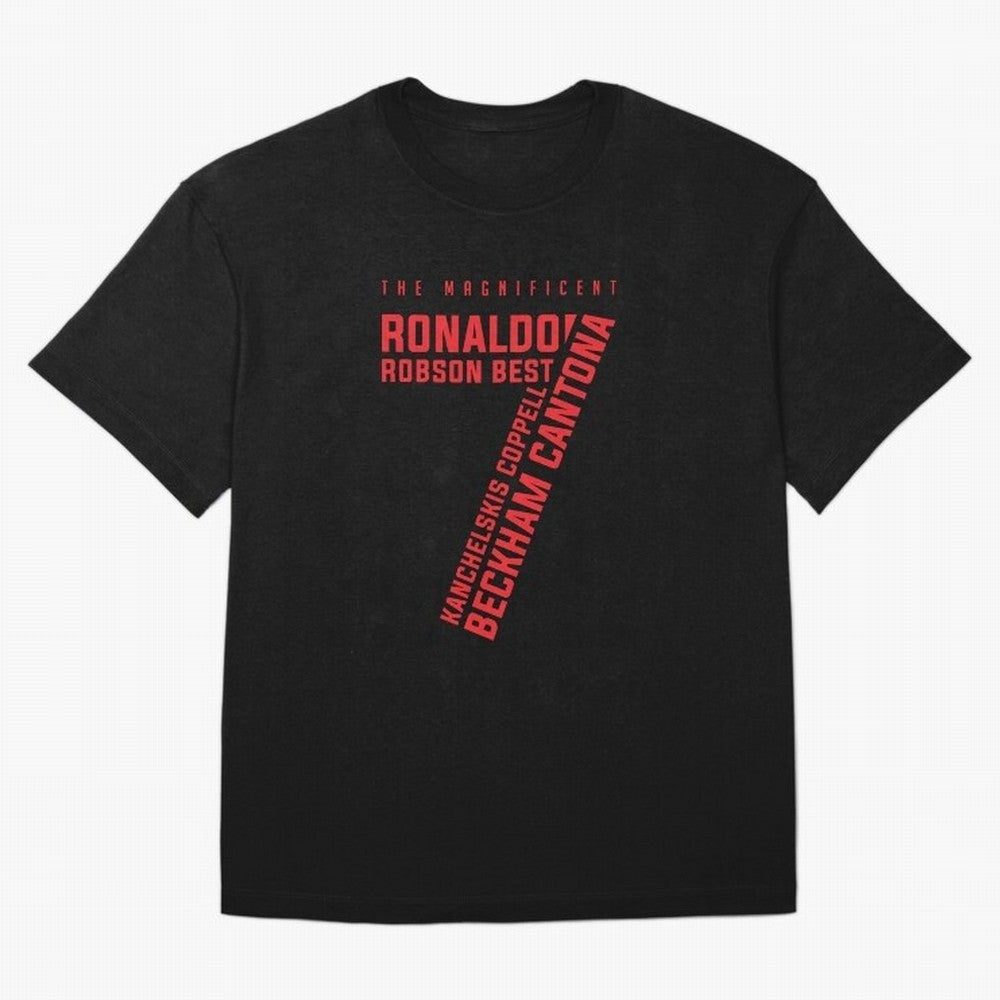 The Magnificent Seven - Man Utd Oversized T-Shirt Capture Stadium Memories from the FIFA World Cup 2026 Journey through Messi and Cristiano Ronaldo Highlights, Portugal, Spain and Germany Pride, Soccer Culture, Superstar Moments, National Team