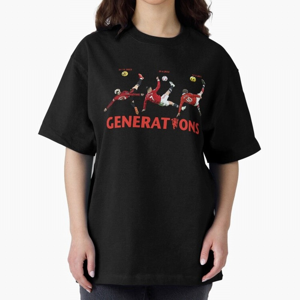 Generations of Manchester United Oversized T-Shirt Stand Proud for FIFA World Cup 2026 Group Stage for Fans of Neymar and Portugal, Bringing Match Day Excitement, Supporter Culture, Golden Goals and Global Football Passion; Great for Watch Parties,
