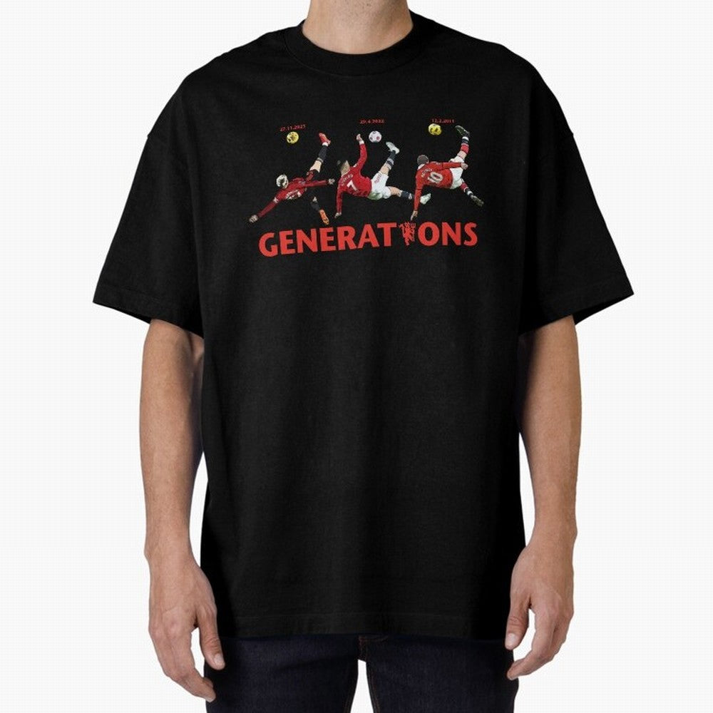 Generations of Manchester United Oversized T-Shirt Stand Proud for FIFA World Cup 2026 Group Stage for Fans of Neymar and Portugal, Bringing Match Day Excitement, Supporter Culture, Golden Goals and Global Football Passion; Great for Watch Parties,