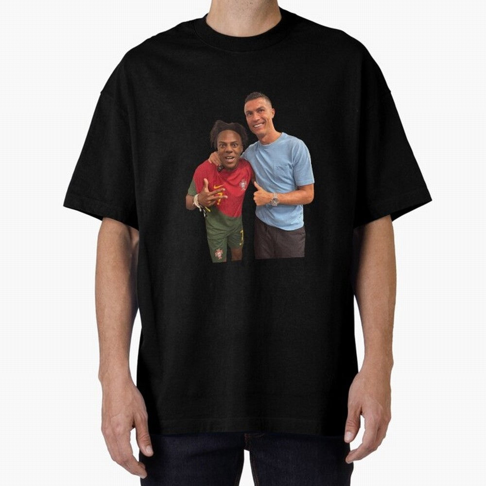 ISHOWSPEED MET RONALDO Oversized T-Shirt Join the Global Buzz around FIFA World Cup 2026 USA Canada Mexico for Fans of Cristiano Ronaldo, Haaland and CR7 and Germany, Bringing Football Festival Excitement, Trophy Ambitions, Country Rivalries and