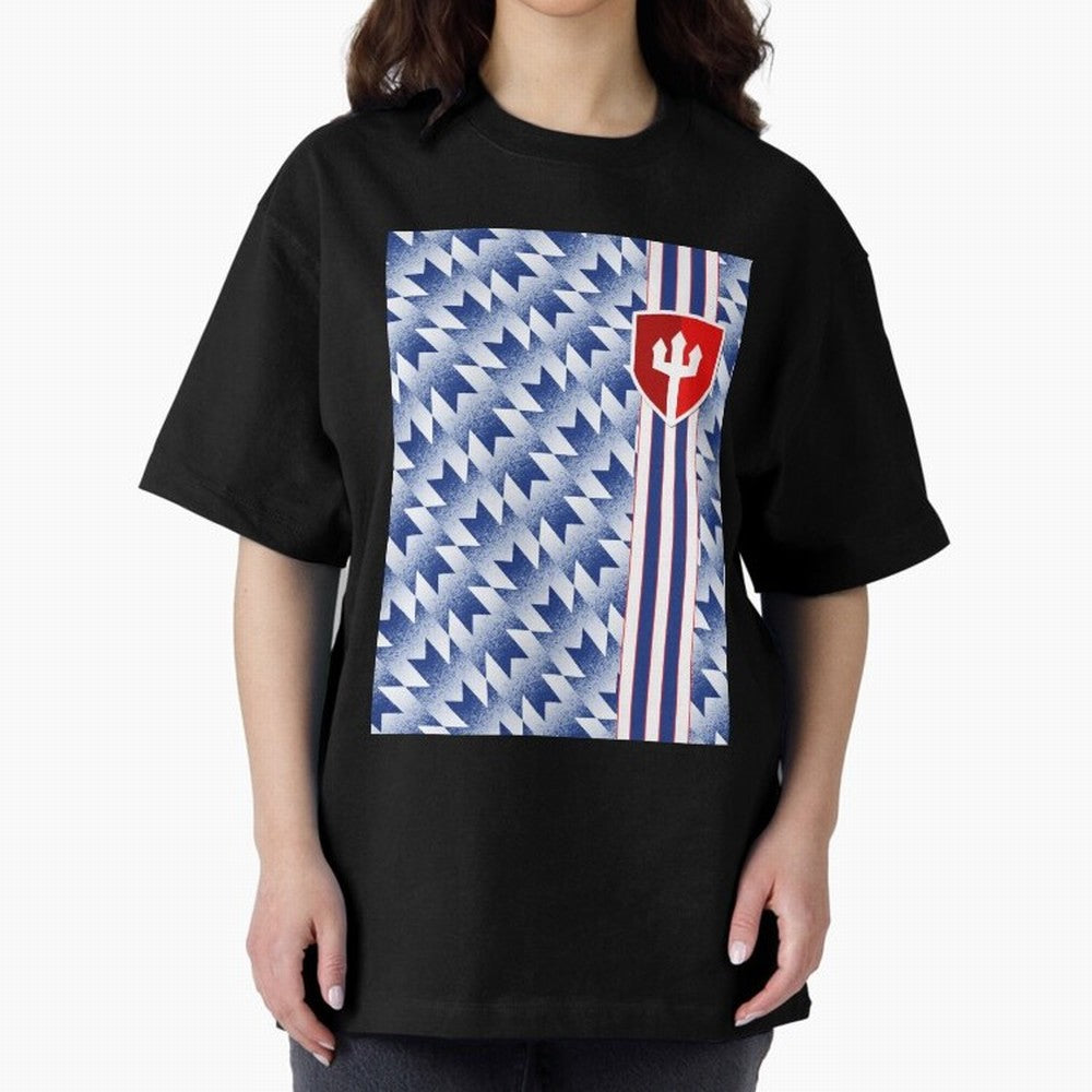 Manchester United 94 Away Jersey Pattern Oversized T-Shirt Show Love for Legendary Goals in Global Football Passion for FIFA World Cup 2026 USA Canada Mexico, Connected to CR7, Argentina, France and Brazil, Global Supporter Spirit, Legendary Goals,