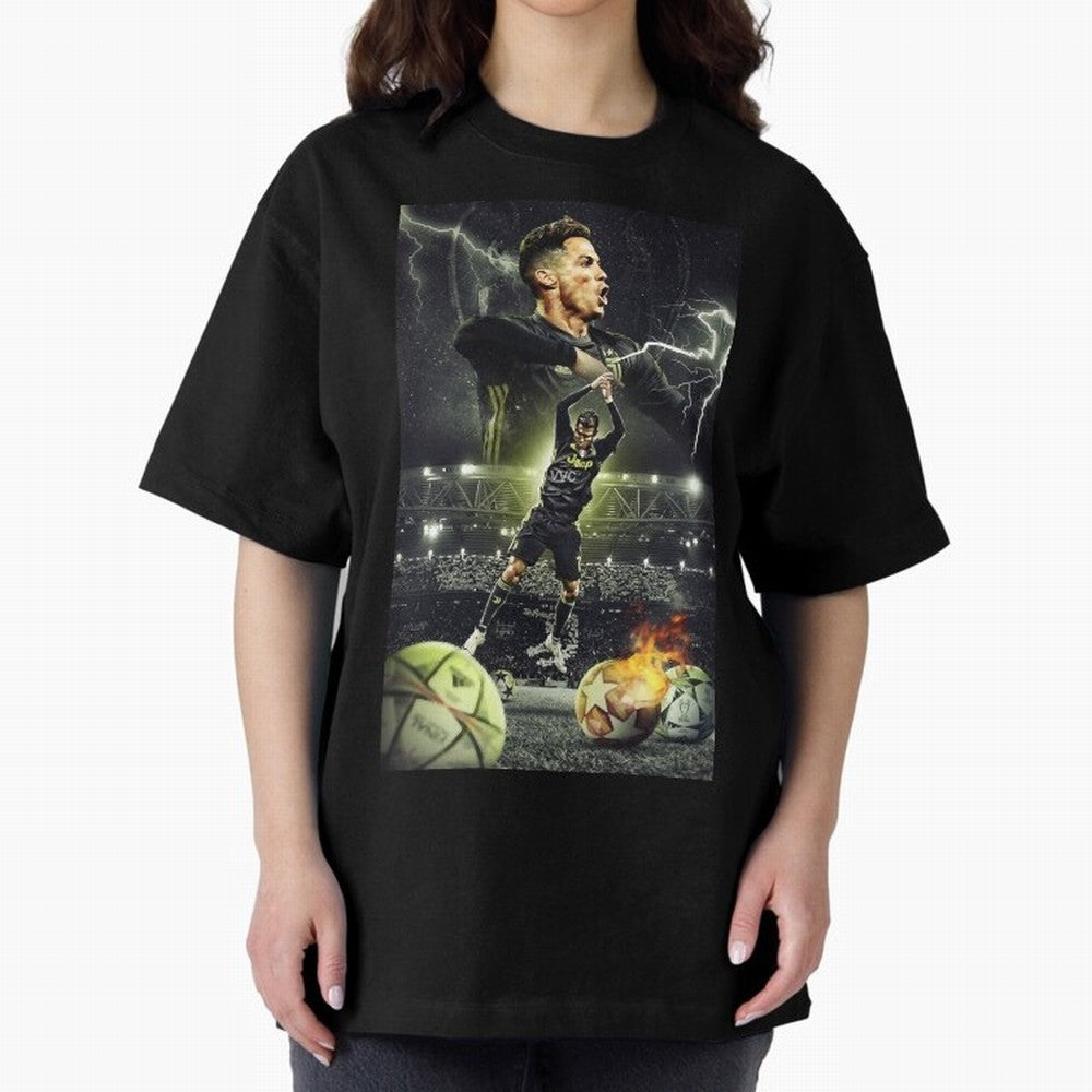 Ronaldo Illustration Oversized T-Shirt Make Your Look Match Match Day Hype around FIFA World Cup 2026 USA Canada Mexico, Haaland, Spain and Netherlands, Supporter Pride, Iconic Celebrations, Legendary Names and Global Match Day Energy; Perfect for