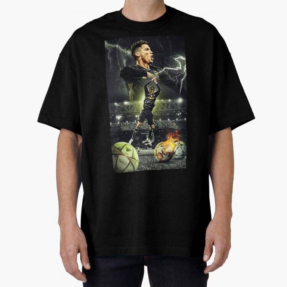 Ronaldo Illustration Oversized T-Shirt Make Your Look Match Match Day Hype around FIFA World Cup 2026 USA Canada Mexico, Haaland, Spain and Netherlands, Supporter Pride, Iconic Celebrations, Legendary Names and Global Match Day Energy; Perfect for