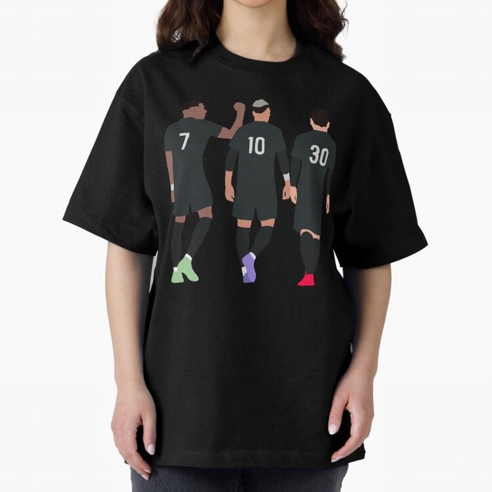 Messi Neymar France Football Players Trio Mmn #y79 Oversized T-Shirt Celebrate the Stars of FIFA World Cup 2026 USA Canada Mexico for Fans of Neymar and Argentina, France and Brazil, Bringing Stadium Chants, National Pride, Trophy Dreams and