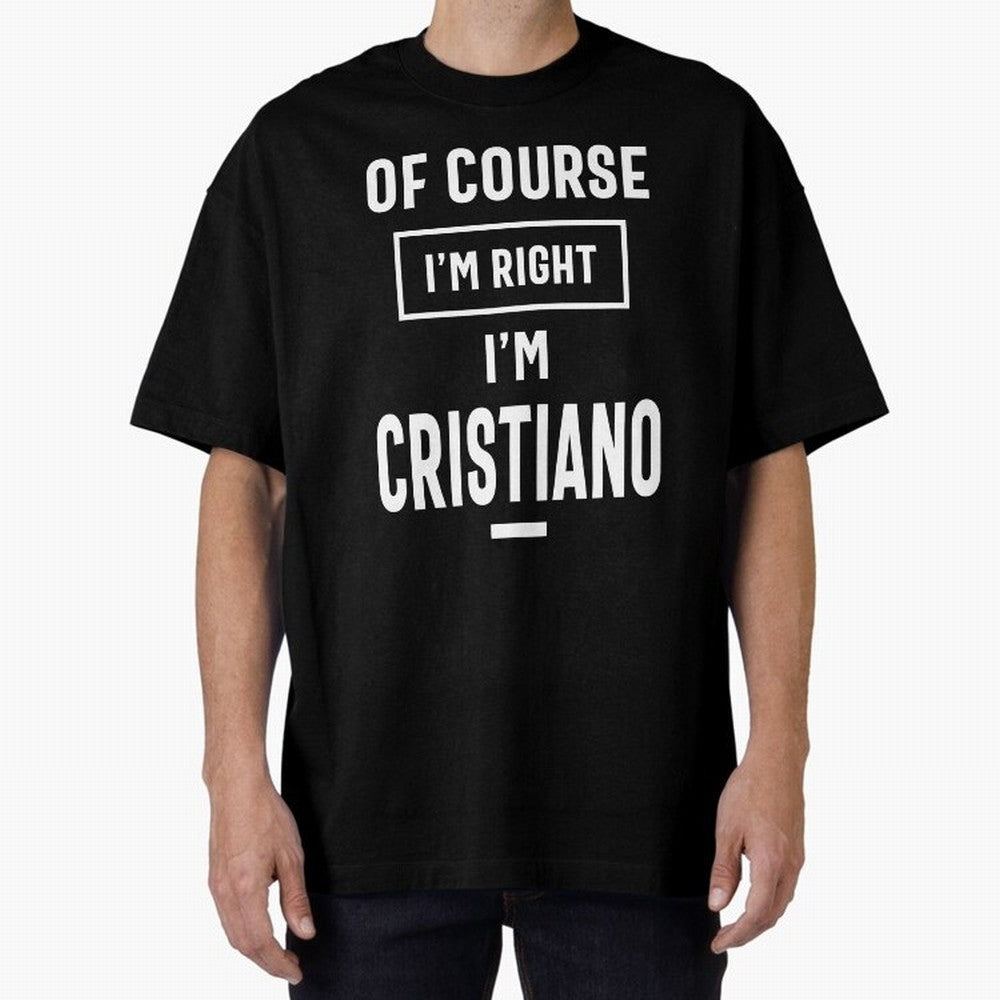 Cristiano Personalized Name Birthday Gift Oversized T-Shirt Keep the Match Day Mood of FIFA World Cup 2026 Group Stage Spirit, Celebrating England and Germany, Messi, Neymar and Mbappe, Supporter Pride, Iconic Celebrations, Legendary Names and