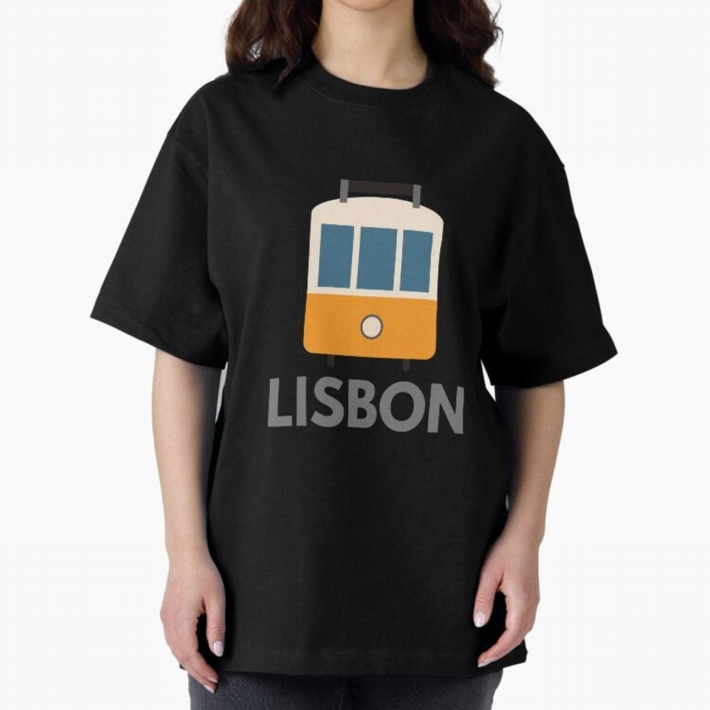 Lisboa Tram (Lisbon city, Portugal) Oversized T-Shirt Bring International Match Energy to Global Football Passion for FIFA World Cup 2026, Driven by Haaland and Mbappe, Brazil, Portugal and Argentina, Fan Favorite Moments, National Team Passion,