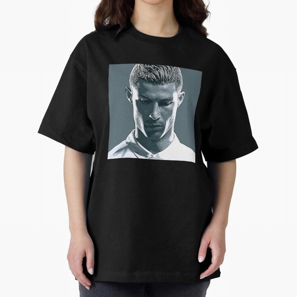 Ronaldo Portrait Oversized T-Shirt Remember Match Day Hype around FIFA World Cup 2026, Mbappe and Neymar, France and Portugal, Tournament Hype, Historic Matchups, Family Viewing Parties and Global Sports Pride; Perfect for People Who Love
