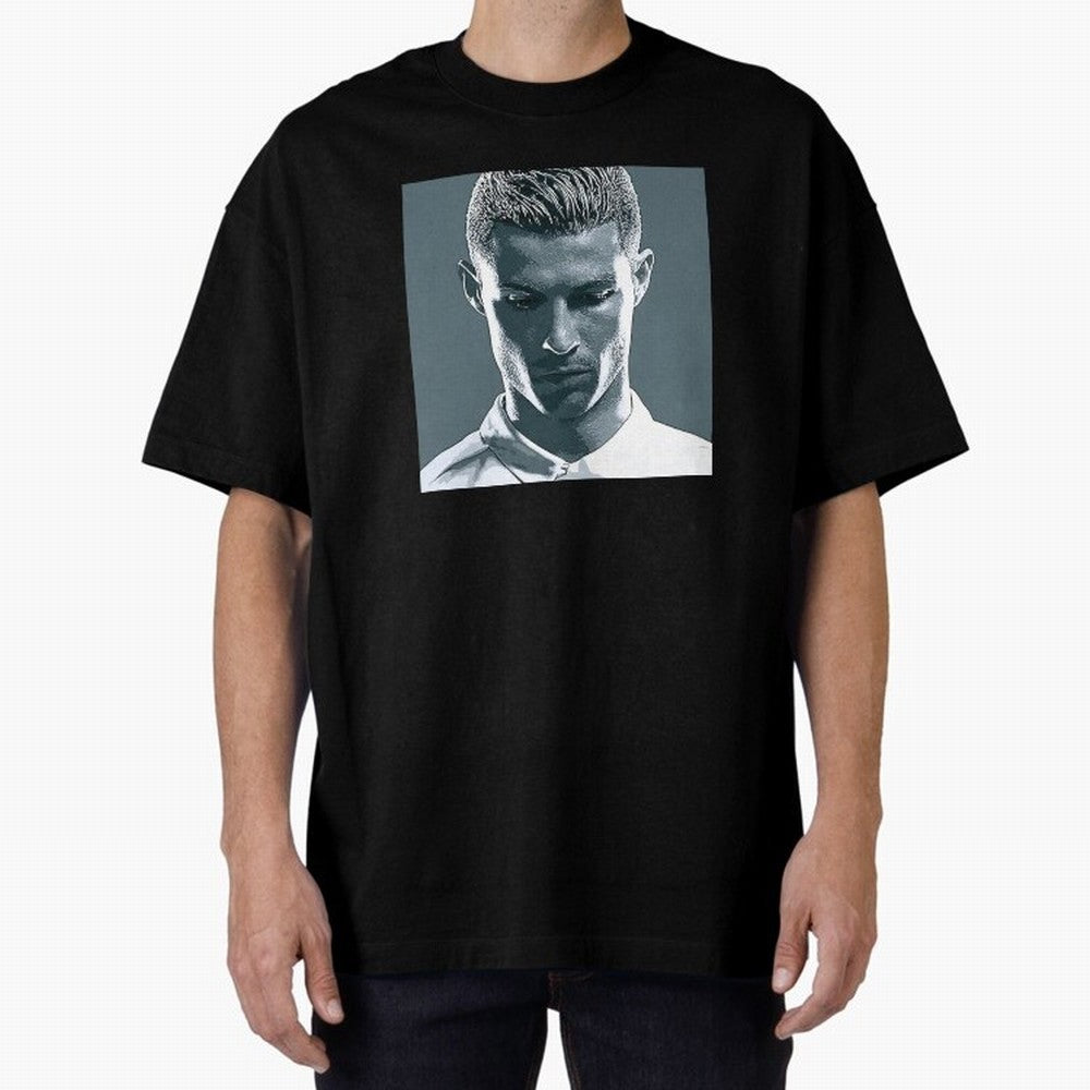 Ronaldo Portrait Oversized T-Shirt Remember Match Day Hype around FIFA World Cup 2026, Mbappe and Neymar, France and Portugal, Tournament Hype, Historic Matchups, Family Viewing Parties and Global Sports Pride; Perfect for People Who Love