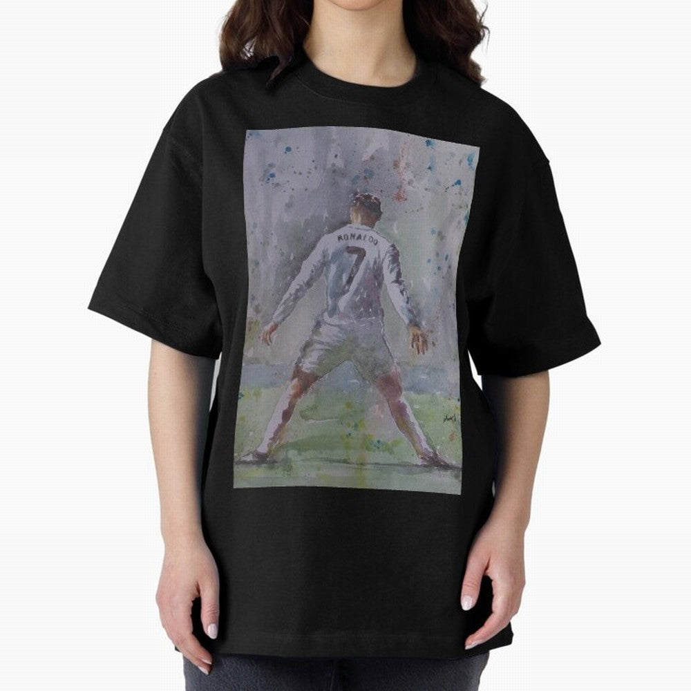 Cristiano Ronaldo - Portrait 2 Oversized T-Shirt Carry the Dream of Global Football Passion for FIFA World Cup 2026 Group Stage, with Haaland, Argentina, Championship Spirit, Famous Goals, Roaring Crowds and International Football Unity; Built for