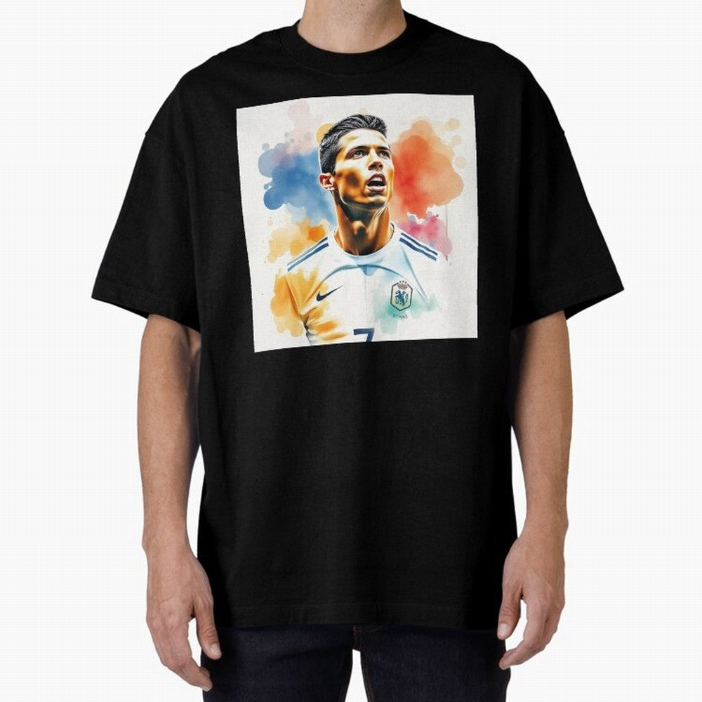 Cristiano Ronaldo Watercolor Panting Oversized T-Shirt Bring Bold Fan Energy to FIFA World Cup 2026 Celebrating Cristiano Ronaldo, Haaland and CR7, England Energy, Sports Nostalgia, International Competition, Famous Players and Unforgettable