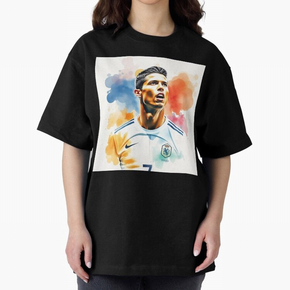 Cristiano Ronaldo Watercolor Panting Oversized T-Shirt Bring Bold Fan Energy to FIFA World Cup 2026 Celebrating Cristiano Ronaldo, Haaland and CR7, England Energy, Sports Nostalgia, International Competition, Famous Players and Unforgettable