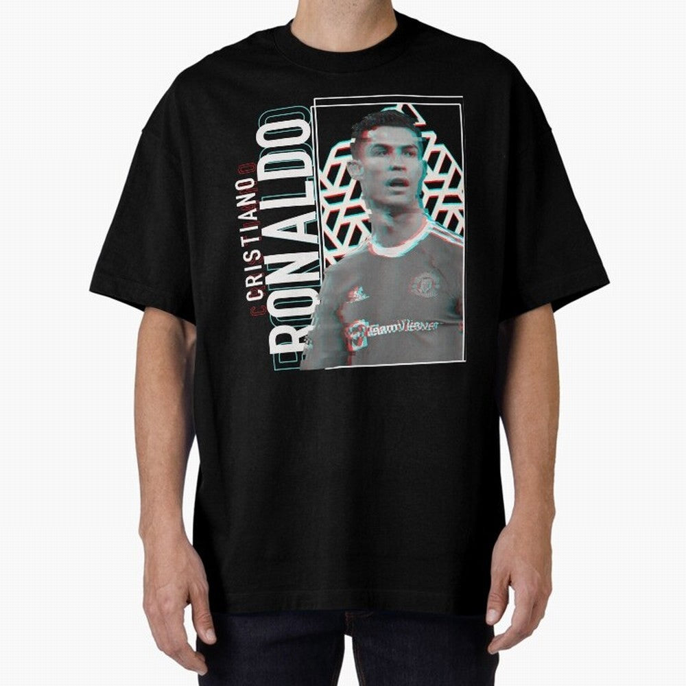 Cristiano Ronaldo Glith Effect Oversized T-Shirt Celebrate National Team Dreams in the FIFA World Cup 2026 Group Stage Journey through CR7 and Messi Highlights, England and Germany Pride, Champion Mindset, Group Stage Buzz, Knockout Tension and