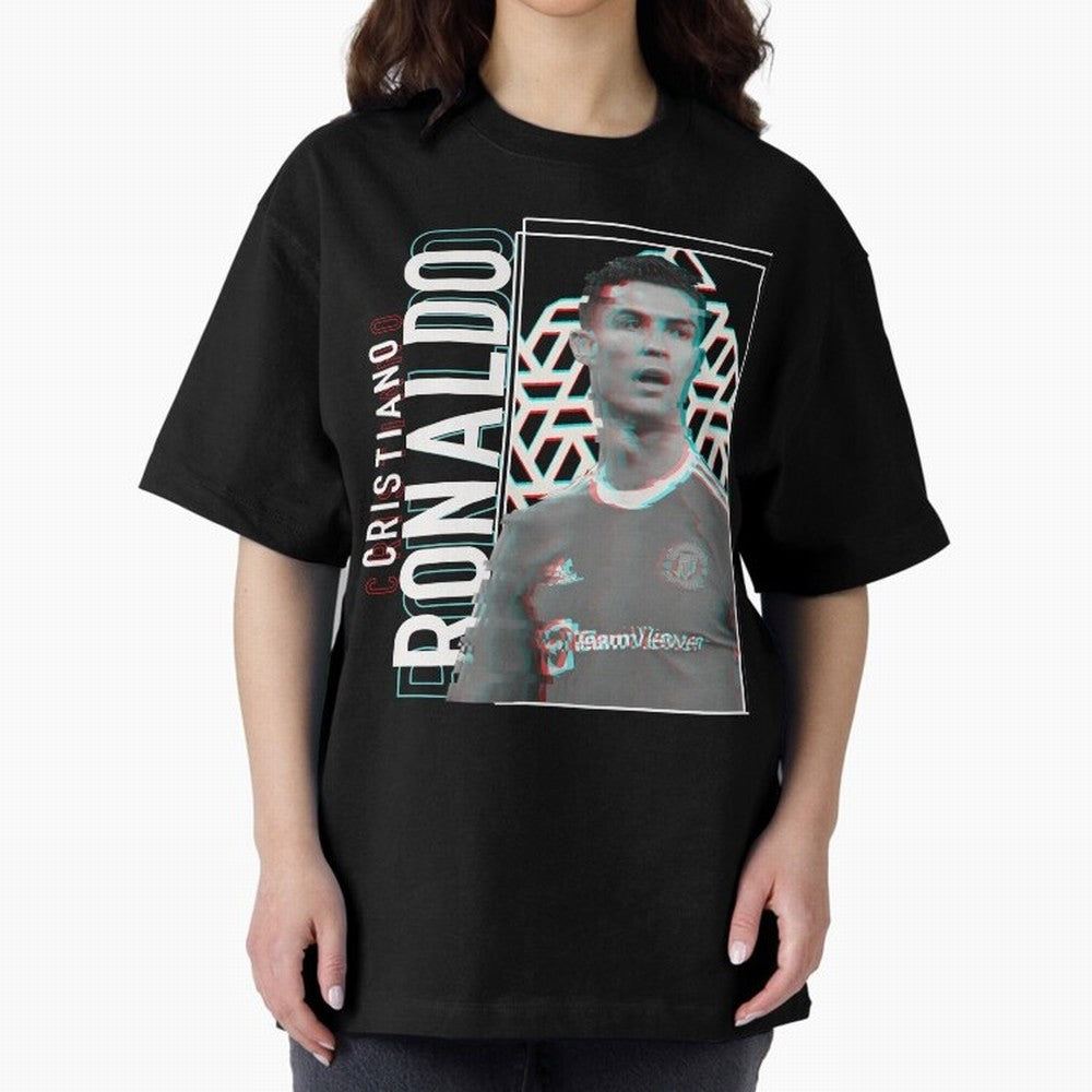 Cristiano Ronaldo Glith Effect Oversized T-Shirt Celebrate National Team Dreams in the FIFA World Cup 2026 Group Stage Journey through CR7 and Messi Highlights, England and Germany Pride, Champion Mindset, Group Stage Buzz, Knockout Tension and