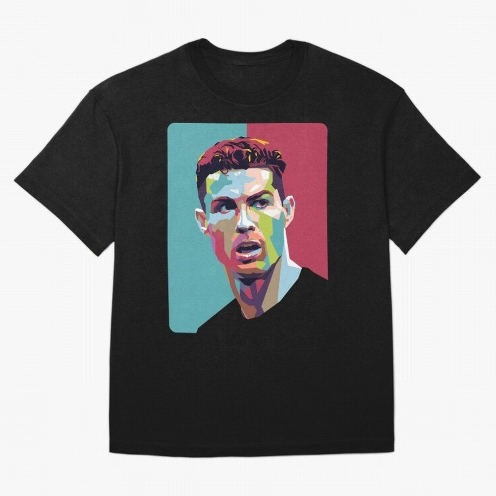 Cristiano Ronaldo 7 Pop Art Portrait Oversized T-Shirt Celebrate National Team Dreams in Global Football Passion for FIFA World Cup 2026, Connected to Messi, Neymar and Mbappe, Portugal, Spain and Germany, Football Passion, Legendary Performances,