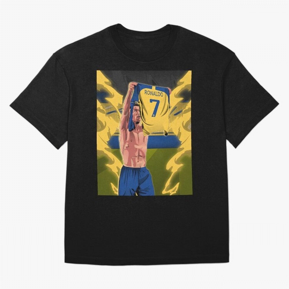 aksi copot kaos selebrasi Oversized T-Shirt Celebrate Fan Culture around FIFA World Cup 2026 Group Stage for Fans of Cristiano Ronaldo and Argentina and Brazil, Bringing Soccer Culture, Superstar Moments, National Team Dreams and Competitive Fire;