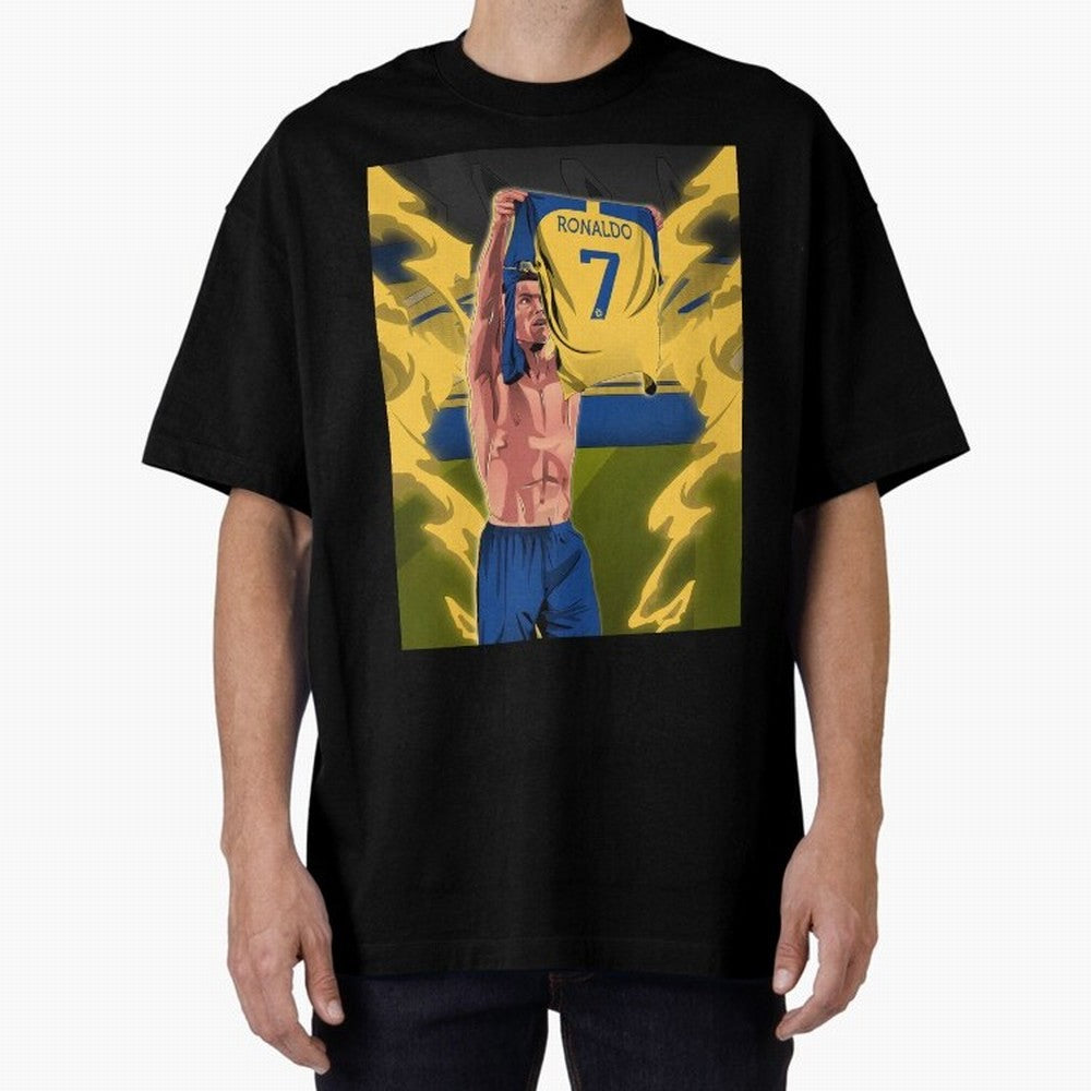 aksi copot kaos selebrasi Oversized T-Shirt Celebrate Fan Culture around FIFA World Cup 2026 Group Stage for Fans of Cristiano Ronaldo and Argentina and Brazil, Bringing Soccer Culture, Superstar Moments, National Team Dreams and Competitive Fire;