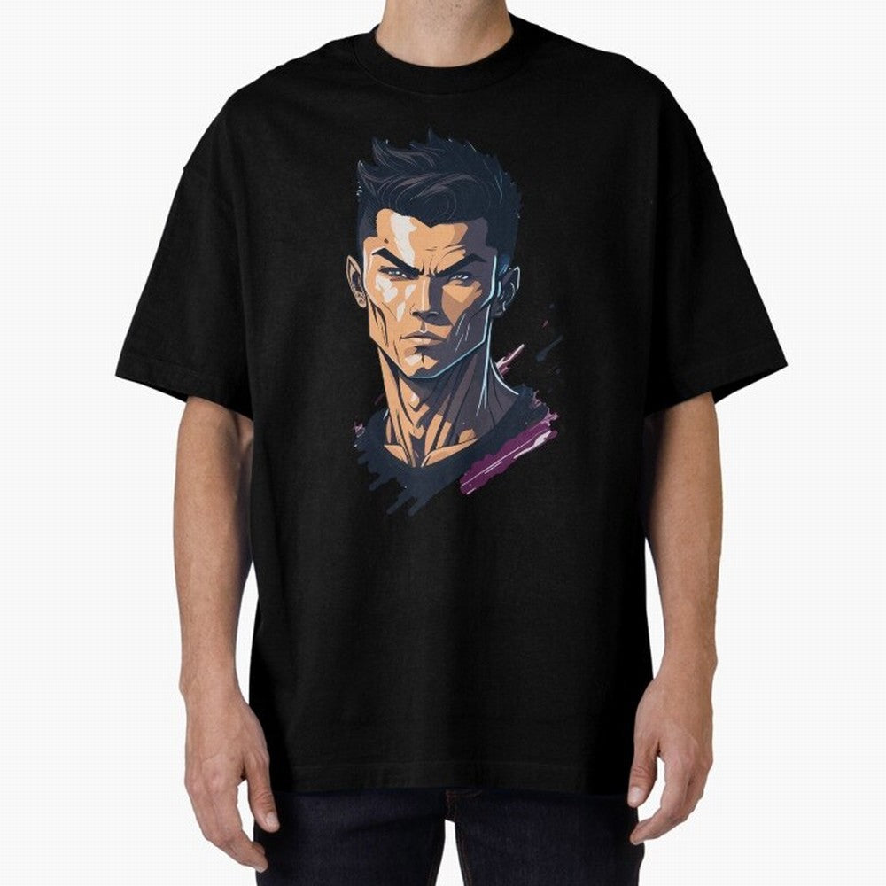 Cristiano Ronaldo Anime Style Oversized T-Shirt Bring Home Match Day Hype around FIFA World Cup 2026 USA Canada Mexico, Messi, Neymar and Mbappe, England, France and Netherlands, Sports Nostalgia, International Competition, Famous Players and