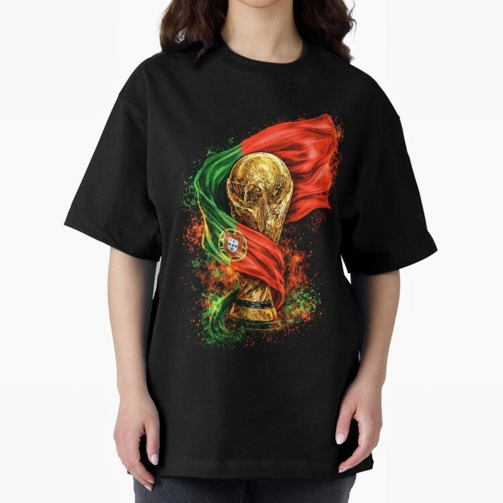 Portugal Football National Pride Oversized T-Shirt Celebrate the Magic of the FIFA World Cup 2026 Journey through Messi and Cristiano Ronaldo Highlights, Brazil Pride, Goal Celebration Energy, Supporter Heritage, Football Icons and Worldwide