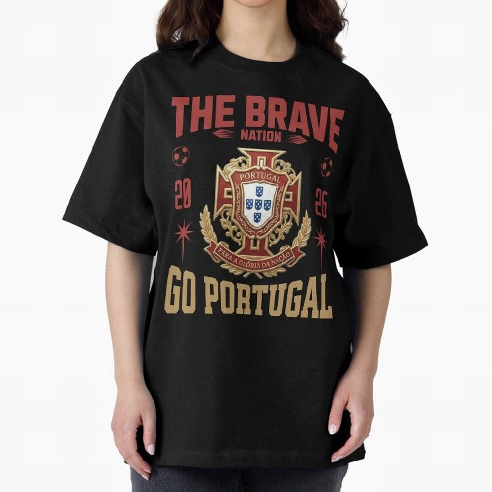 Portugal Soccer 2026 The Brave Nation Vintage Football Fan Design Oversized T-Shirt Live for the Drama of Match Day Hype around FIFA World Cup 2026, Haaland and Mbappe, Netherlands, Game Day Rituals, Football Legends, Country Pride and the Road to