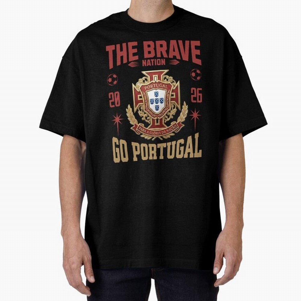 Portugal Soccer 2026 The Brave Nation Vintage Football Fan Design Oversized T-Shirt Live for the Drama of Match Day Hype around FIFA World Cup 2026, Haaland and Mbappe, Netherlands, Game Day Rituals, Football Legends, Country Pride and the Road to