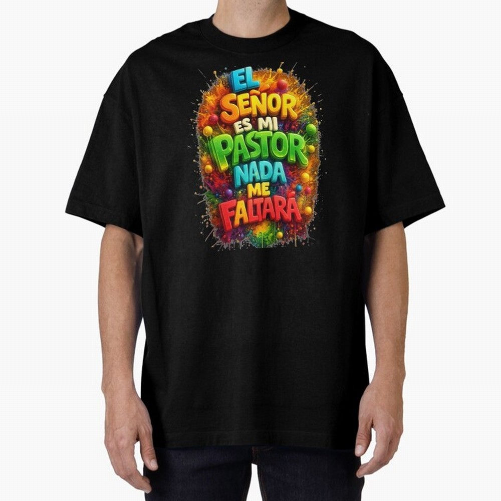 Modern 3D Psalm 23 Spanish Christian Art - El Se?or es mi Pastor Oversized T-Shirt Back the Journey through FIFA World Cup 2026 Group Stage for Fans of CR7 and France and Portugal, Bringing Champion Mindset, Group Stage Buzz, Knockout Tension and
