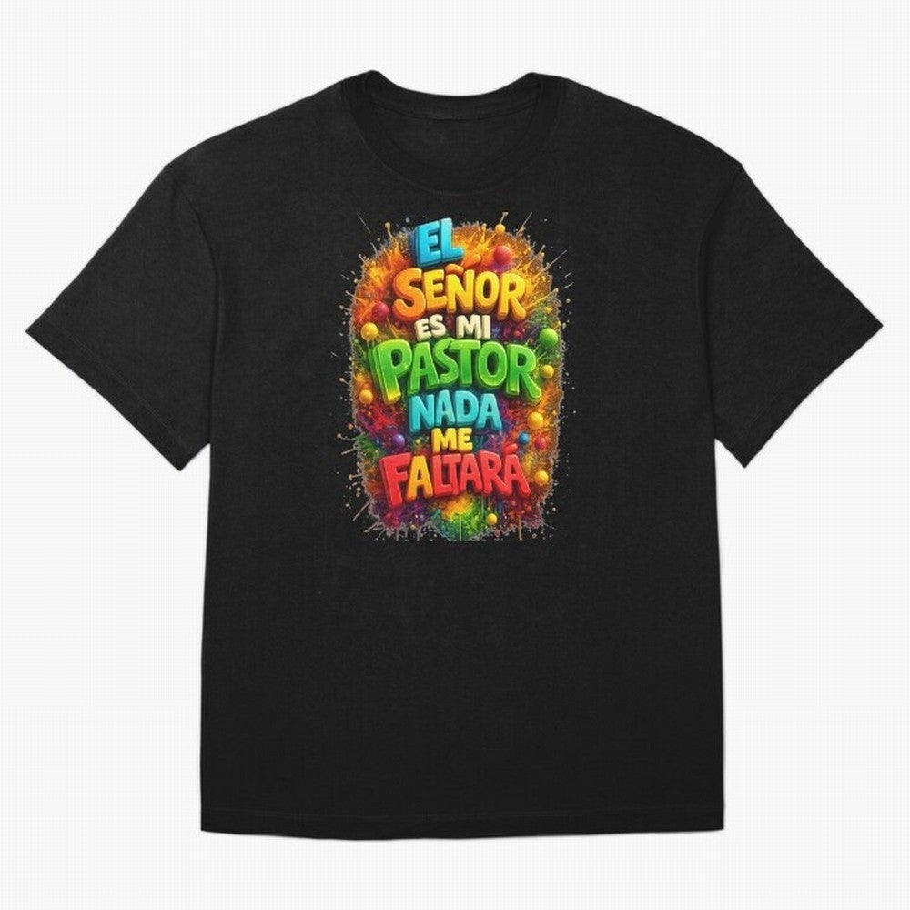 Modern 3D Psalm 23 Spanish Christian Art - El Se?or es mi Pastor Oversized T-Shirt Back the Journey through FIFA World Cup 2026 Group Stage for Fans of CR7 and France and Portugal, Bringing Champion Mindset, Group Stage Buzz, Knockout Tension and