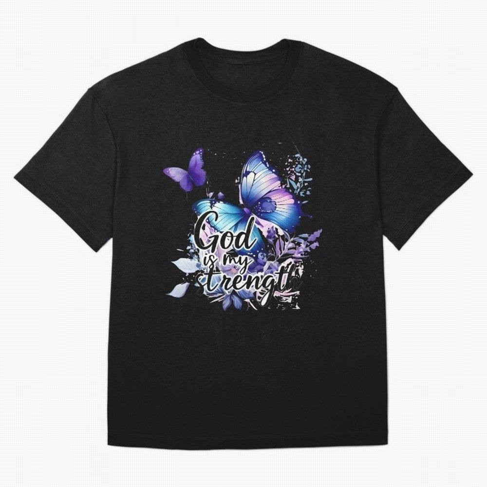 God is My Strength - Blue Butterfly Watercolor Art Oversized T-Shirt Showcase FIFA World Cup 2026 Made for Neymar, Brazil Energy, Vintage Soccer Flavor, Modern Football Stars, National Flags and Final Night Emotion; Built for Supporters Chasing