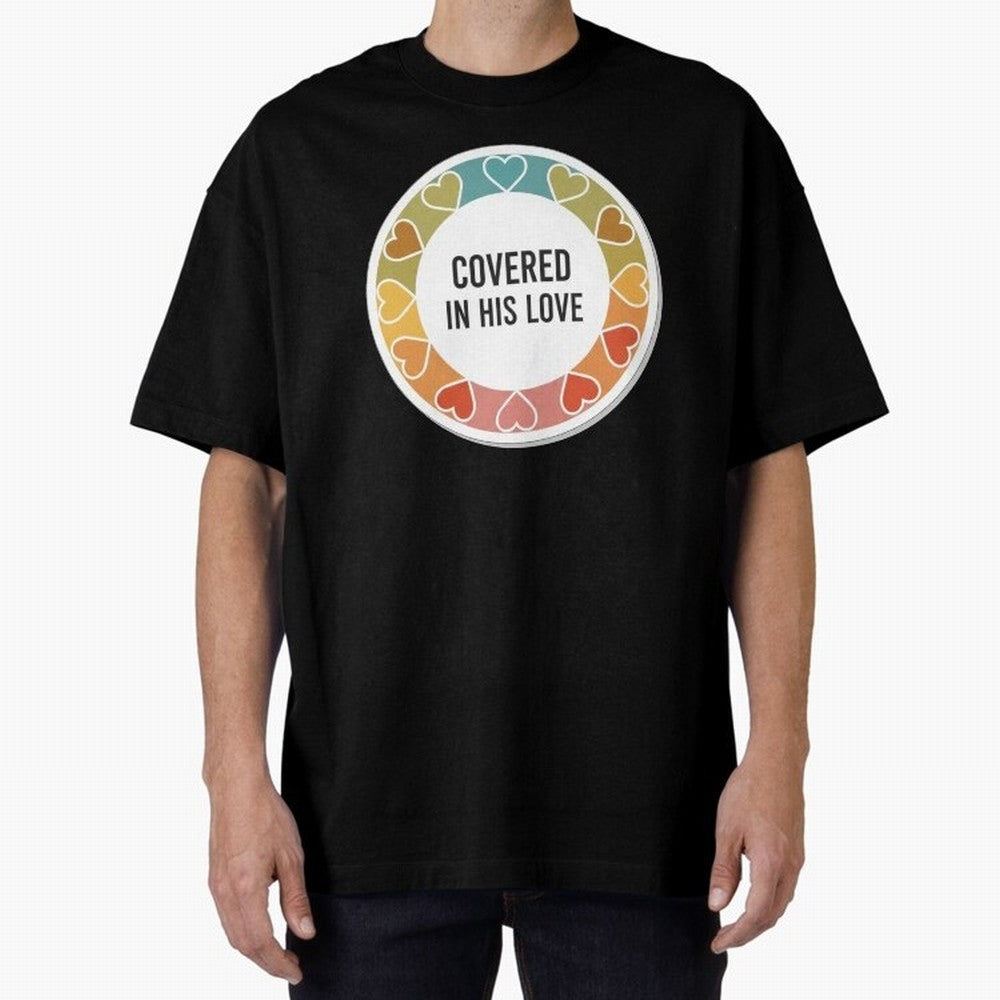 Covered in His Love Christian Encouragement Sticker Oversized T-Shirt Back Your Heroes with FIFA World Cup 2026 USA Canada Mexico for Fans of Neymar, Haaland and Cristiano Ronaldo and Portugal, Spain and Germany, Bringing Supporter Pride, Iconic