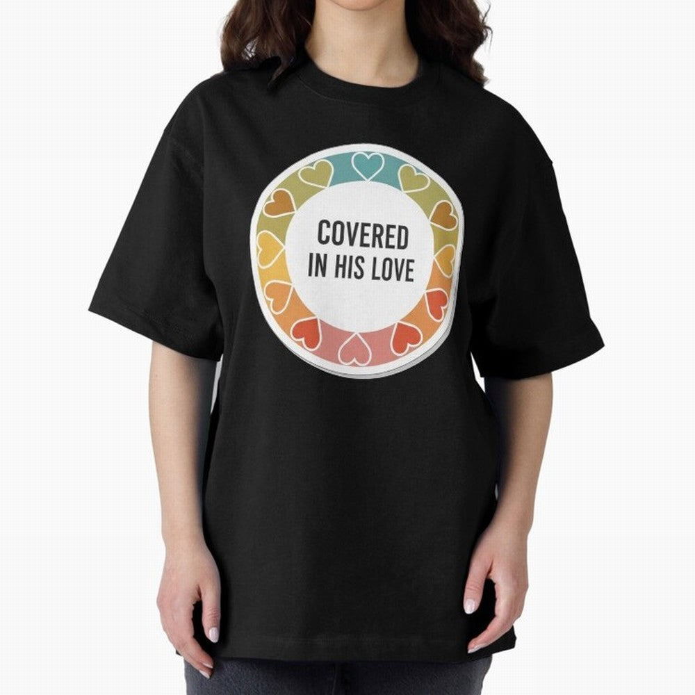 Covered in His Love Christian Encouragement Sticker Oversized T-Shirt Back Your Heroes with FIFA World Cup 2026 USA Canada Mexico for Fans of Neymar, Haaland and Cristiano Ronaldo and Portugal, Spain and Germany, Bringing Supporter Pride, Iconic