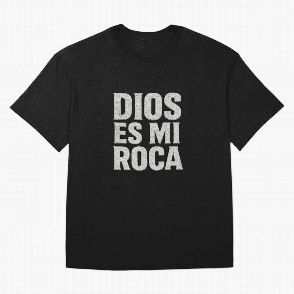 DIOS ES MI ROCA - White Stone Typography - Christian Oversized T-Shirt Celebrate the Stars of Match Day Hype around FIFA World Cup 2026 Group Stage, Mbappe and Neymar, Netherlands, Worldwide Fan Energy, Dramatic Goals, Stadium Lights and